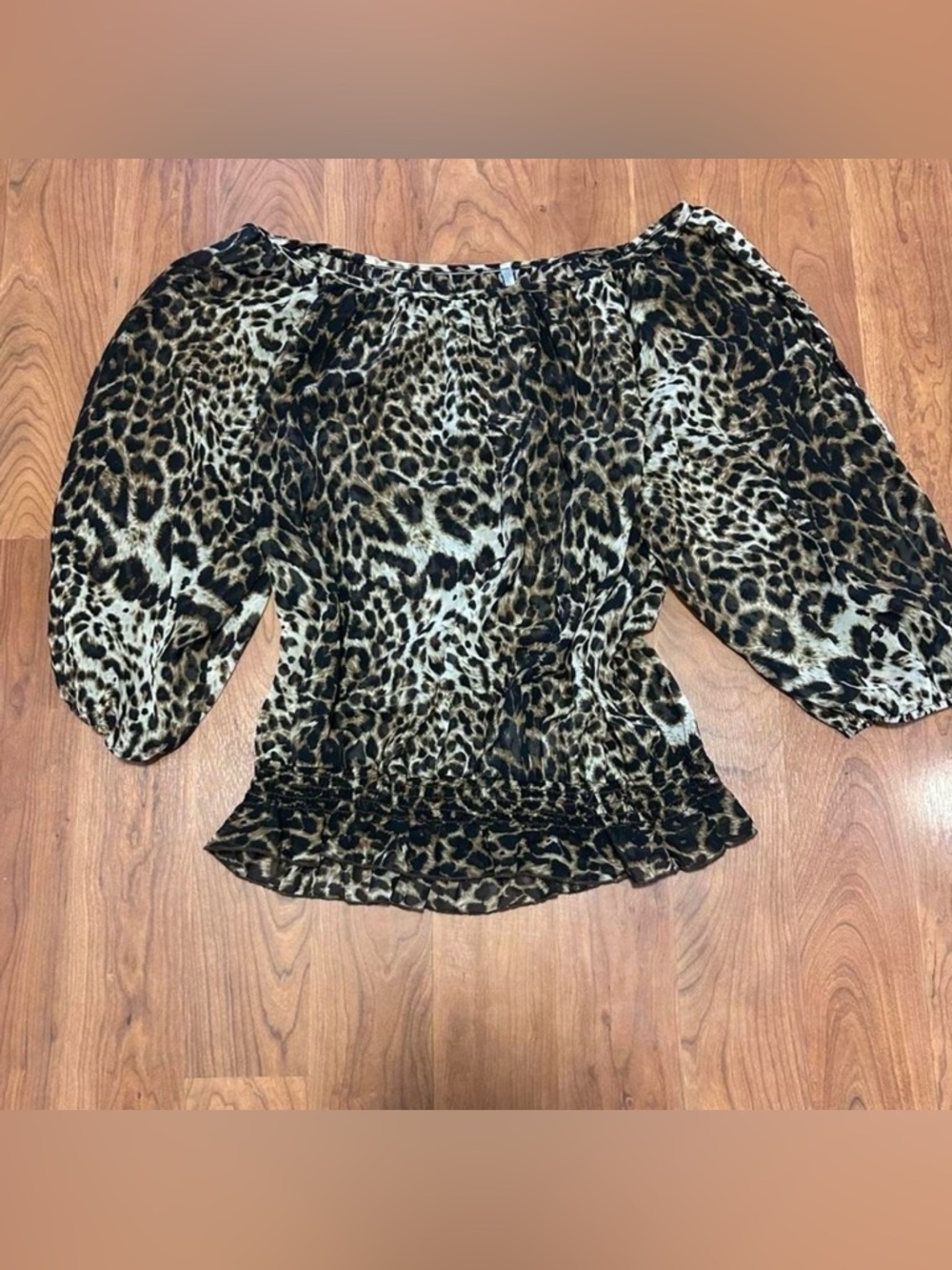 Leopard Print light & flowy Cold Shoulder  Women’s Top -size XL